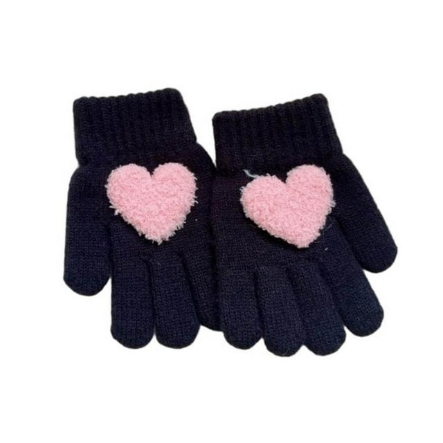 Solid Color Woolen Gloves for Children Outdoor Warm Knitted Gloves