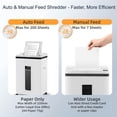 thumbnail image 4 of QUIETLEMON Heavy Duty Micro Cut Paper Shredder for Home Office, 200-Sheet Auto Feed & 7-Sheet Manual Shredding, P-5 Security, 5.8-Gal Bin, Shreds Paper, Credit Cards, Staples & Clips, 4 of 10