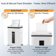 QUIETLEMON Heavy Duty Micro Cut Paper Shredder for Home Office, 200-Sheet Auto Feed & 7-Sheet Manual Shredding, P-5 Security, 5.8-Gal Bin, Shreds Paper, Credit Cards, Staples & Clips
