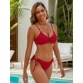 thumbnail image 4 of Top-kevin Blooming Jelly Womens Sexy 2 Piece Bikini Sets Cheeky High Cut Bathing Suit Color Block Textured U-Wire Swimsuits, 4 of 11