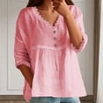thumbnail image 2 of NAFUU Ladies Blouse Solid Color Casual Point Sleeve Lace V-Neck Pullover Relaxed Fit Vacation Blouses For Women, 2 of 5