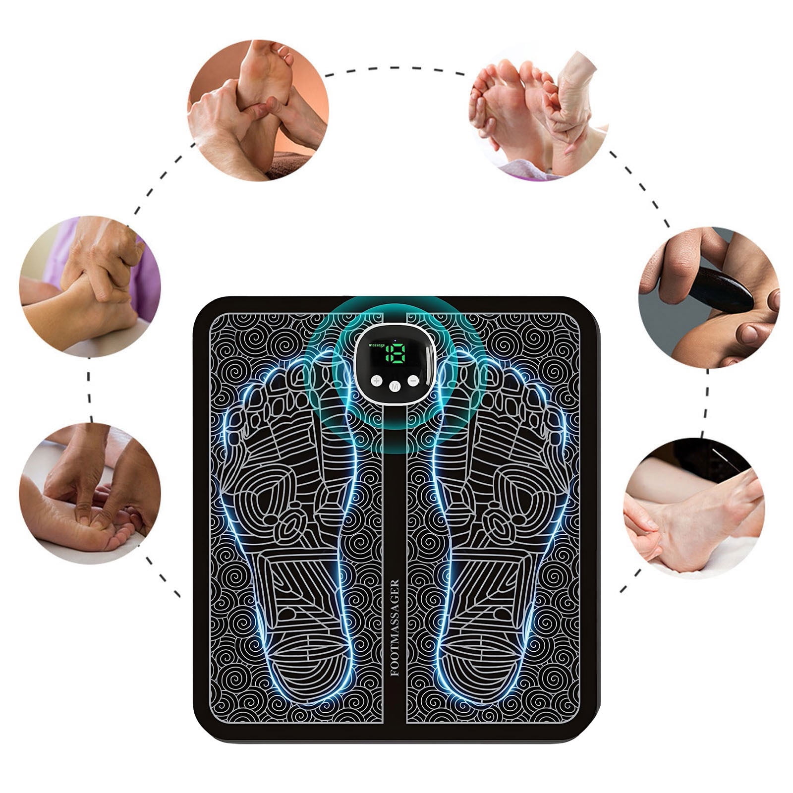 cpengpj Portable Foot Massager with 8 Modes 18 Gears USB Charging for Neuropathy Pain Relief and Improved Circulation