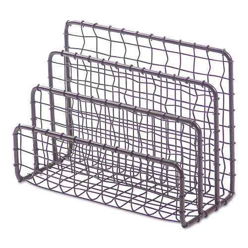 Universal UNV20062 3 Sections 6.63 in. x 2.88 in. x 5.13 in. Vintage Wire Mesh File and Letter Sorter - Vintage Bronze