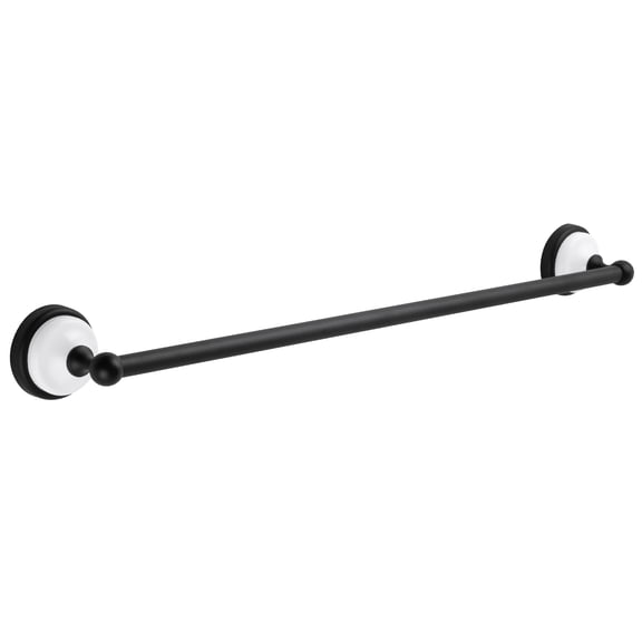 Design House Savannah 24" Bathroom Towel Bar, Matte Black/White