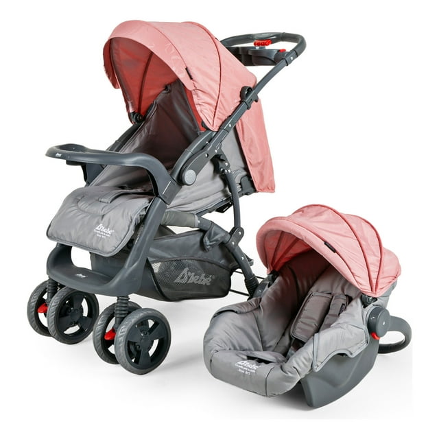 Carriola para Bebé y Autoasiento D'bebé Sistema de Viaje Elite Reversible Travel System Con Portabebé Rosa