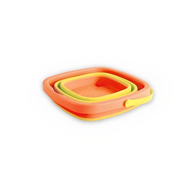 Ounissouiy Cubo de agua de viaje para niños, fiesta en la piscina, patio de recreo, cubos de arena plegables de silicona, regalo de cumpleaños Juegos de césped Amarillo
