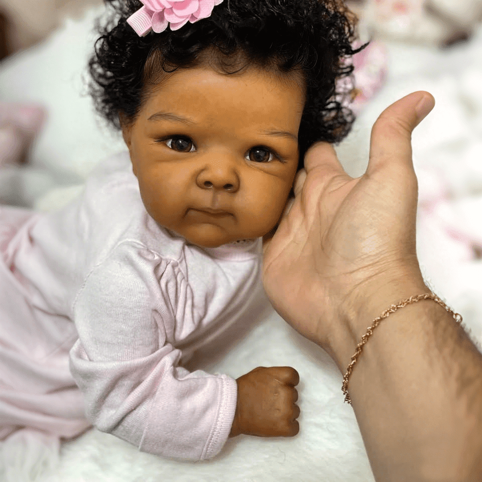 18" Black Reborn Baby Dolls with Accessories, Soft Cloth Body, Newborn Realistic Baby with Curly Natural Hair, Black African American Dolls