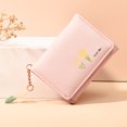 thumbnail image 4 of Cartera pequeña para mujer, corta, de tres pliegues, de color liso, con estampado simple, bonita y fresca, para estudiantes, plegable, para tarjetas, 4 of 6