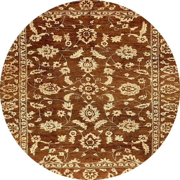Ahgly Company Indoor Round Abstract Orange Oriental Area Rugs, 4' Round