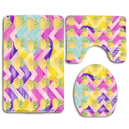 Erehome Pattern Girly Pineapples 3 Piece Bathroom Rugs Set Bath Rug Contour Mat And Toilet Lid Cover Walmart Canada