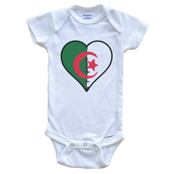Algeria Heart Algerian Flag Baby Bodysuit