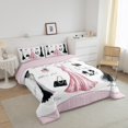 thumbnail image 3 of Pink Girly Dress Comforter Set Full Modern Fashion Woman Dress Bedding Sets Modern Bedding Comforter Sets Girly Down Comforter Black High Heels Romantic Makeup Print Duvet Sets, 3 of 7