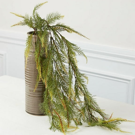 Cascading Artificial Norfolk Pine Spray, 2 Pack - Authentic Look and Feel, Lifelike Greenery for Home Décor