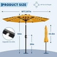 thumbnail image 2 of Garvee 9ft Solar LED Patio Umbrella, 32 Lights, 8 Sturdy Ribs, Crank Lift & Push Button Tilt, Yellow, 2 of 7
