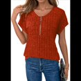 thumbnail image 2 of Blusas de Talla Grande para Mujer, Túnicas de Corta con Cremallera de 1/4, Color Caramelo M, 2 of 6