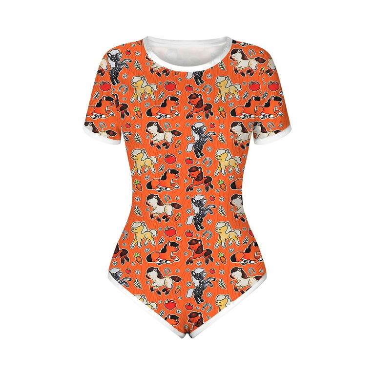 Aunavey Romper Onesie Pajamas Bodysuit Women Adult Snap Crotch