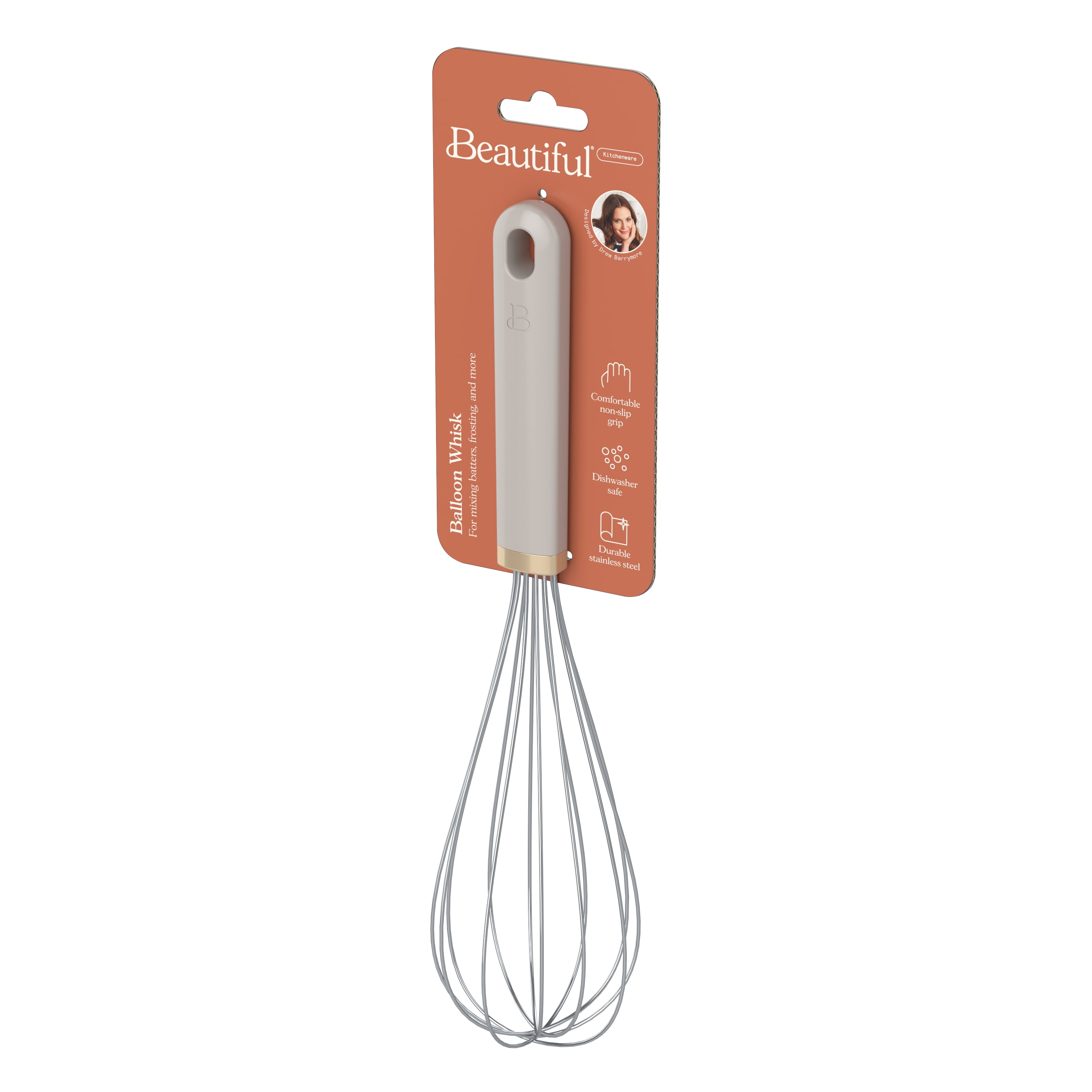 Beautiful by Drew Barrymore Balloon Whisk, 11 in, Porcini Taupe