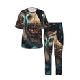 thumbnail image 3 of Men's Pajamas Set Crew Neck Loungewear Sleepwear Short Sleeve Top Pants Pj Sets, Owl Starry Sky Art, 3 of 6