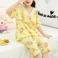 thumbnail image 4 of Kid's Pajamas Set 2-piece Cute Printed Sleepwear Short Sleeves Ruffle Cuff Nightwear Gift, 4 of 5