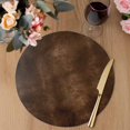 thumbnail image 3 of Retro Wooden Board Round 13 Inch Placemats Set of 4, Western Country Farmhouse Brown Wood HeatResistant Non Slip Place Mats for Dining Table, Wipeable Braided Kitchen Table Mats for Housewarming, 3 of 9