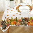 thumbnail image 2 of Fall Tablecloth, Autumn Turkey Maple Leaves Pumpkin Table Cloth Waterproof, Fall Thanksgiving Day Kitchen Table Decor for Dining Holiday Party 60x120 Inch Rectangle, 2 of 4