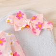 thumbnail image 5 of JFOPQVSM Baby Girl Fall Winter Outfits Clothes Knit Jumpsuit Ruffle Romper Outfit for Baby Girl Floral Print Knit Ruffle Romper with Headband, 5 of 6