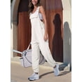 thumbnail image 6 of Women'S Casual Corduroy Overalls Sleeveless Adjustable Straps Jumpsuits for Women with Pockets White L, 6 of 8