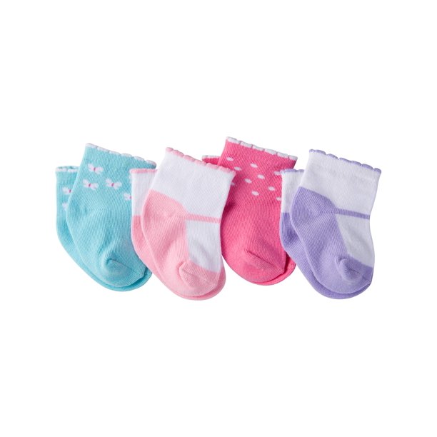 Gerber Gerber Baby Girls Ankle Bootie Socks, 4Pack