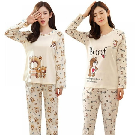 

Final Clear Out! Pajamas Sets Spring Autumn Thin Carton Women Long Sleepwear Suit Home Women Gift Female Sleepwear