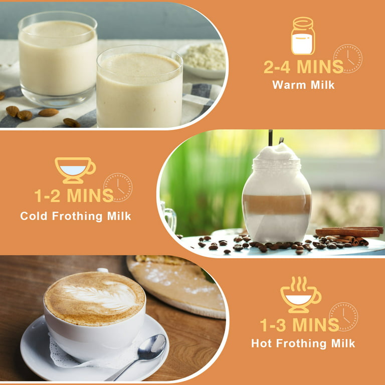 4 in1 Milk Frother, Stainless Steel 16.9oz/3.4oz Electric Milk Frothr  Automatic Milk Steamer, Hot and Cold Foam Maker and Milk Warmer 