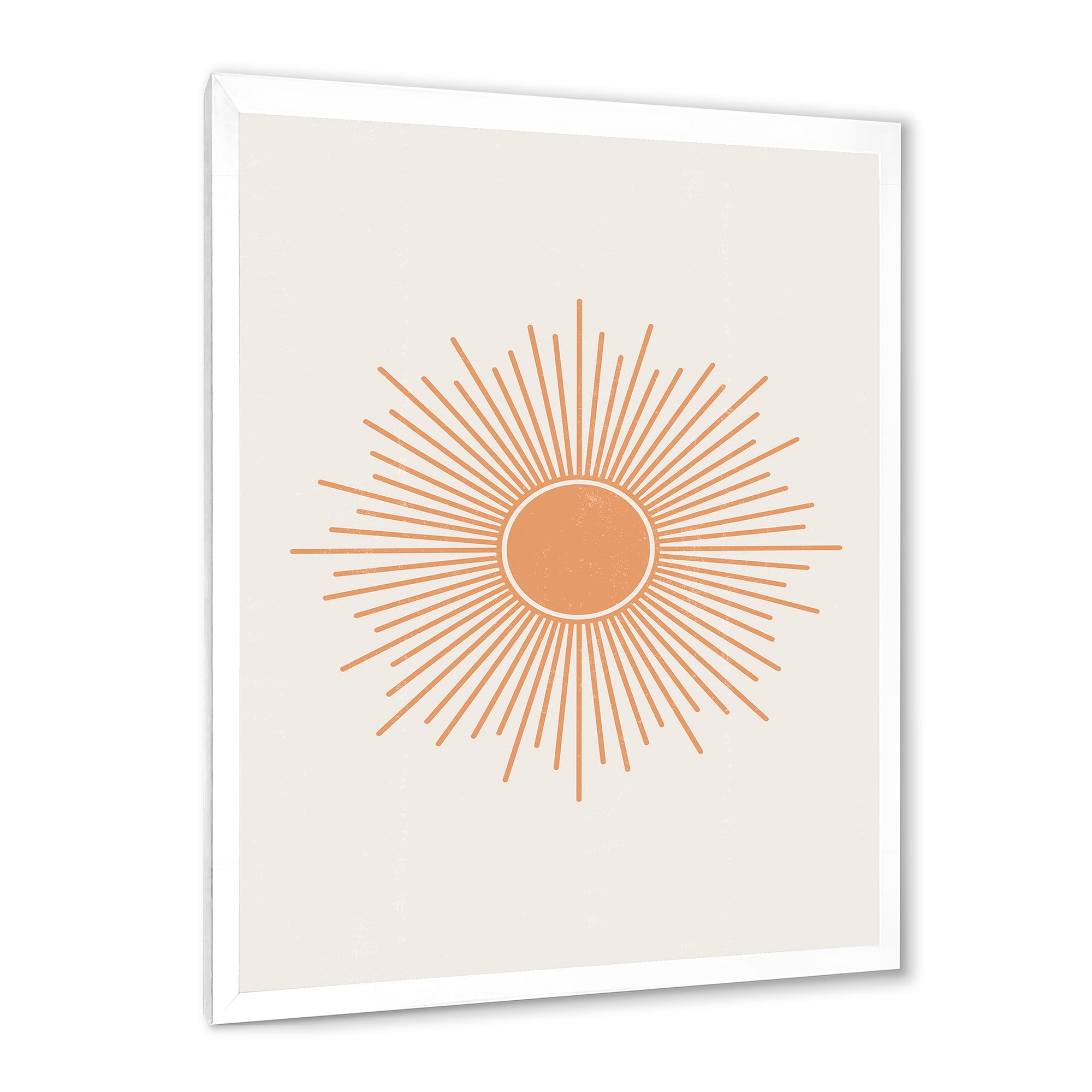 Designart 'Minimal Bright Shining Orange Sun Rays III' Modern Framed Art Print