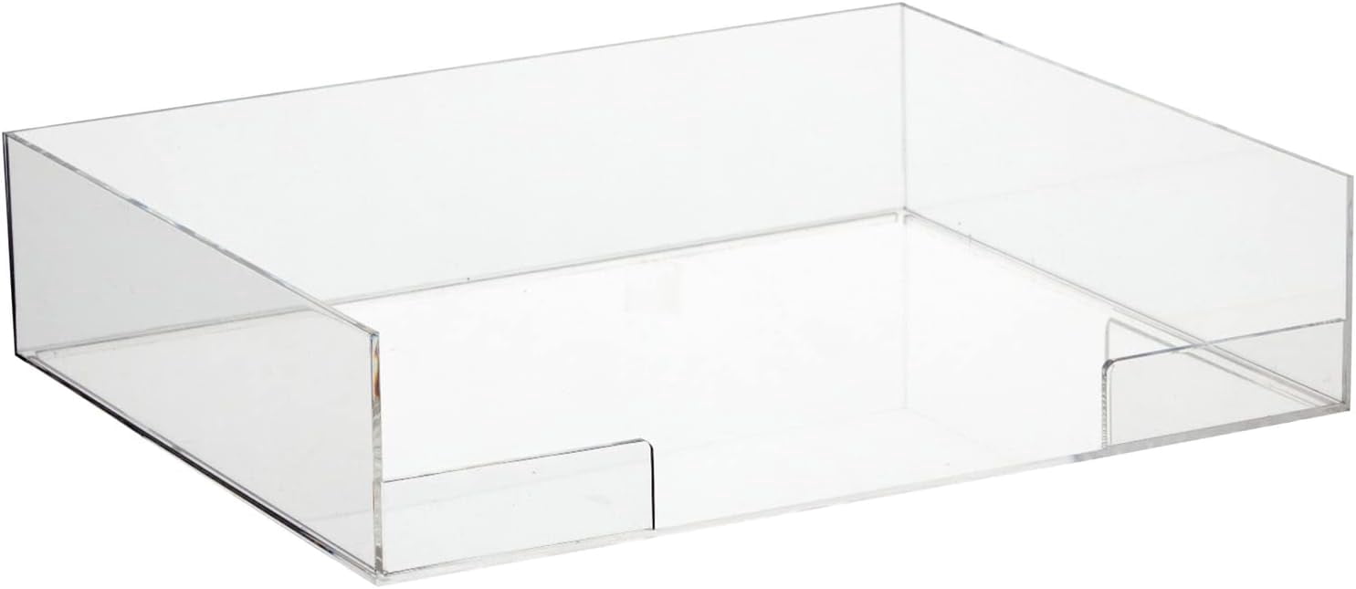 2 Tier Clear Acrylic Paper Tray, Letter and File Organizer for Office Desk Accessories and Documents (13 x 11 x 3 in)