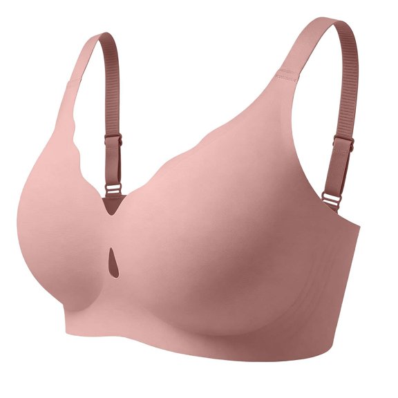 Alkepwun Full Coverage Jelly Bras Push-Up No Underwire Lightweight Breathable Adjustable Straps Running Sports Bra Solid Color Plus Size Lace Seamless Lift-Up Underwear
