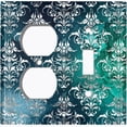 thumbnail image 4 of Metal Light Switch Plate Cover Elegant Teal White Damask DAM048, 4 of 13