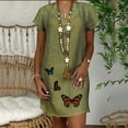 thumbnail image 3 of Cameland Women Robe Décontractée Grande Taille à Col en V Imprimé Manches Courtes Peplum, 3 of 9