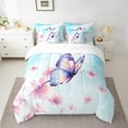 thumbnail image 2 of Feelyou Wild Butterfly Twin Bedding Sets 7pcs, Pink Flower Floral Bedding Comforter Set, Flying Wildlife Animal Sheet Sets, Girls Room Decor, 2 of 8