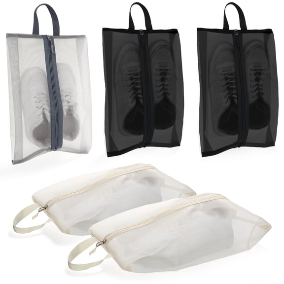 Topekada 5 Pack Shoe Bags for Travel, Odor-Resistant Nylon Shoe Bags with Zipper for Gym Sport, Mildew-Proof Shoe Pouch for Packing Soccer Cleats Sneaker, 15.2 x 9.6 Inches