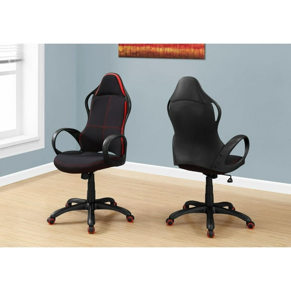 Monarch Specialties Office Chair, Gaming, Adjustable Height, Swivel, Ergonomic, Armrests, Computer Desk, Work, Metal, Mesh, Black, Red, Contemporary, Modern
