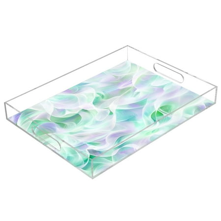 

Clear Acrylic Tray Water Cup Tray Teacup Jewelry Storage Tray for Serving and Home Decor Green Ripple