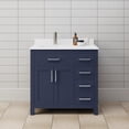 thumbnail image 2 of Wyndham Collection Beckett 36" Wood Single Bathroom Vanity in Nickel/Dark Blue, 2 of 6