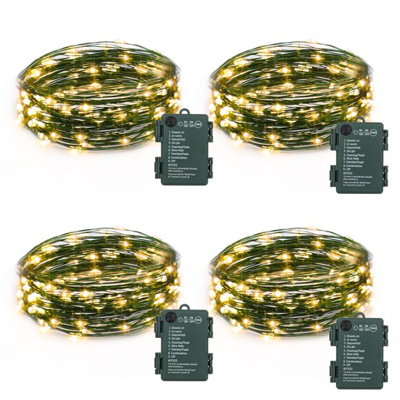 Temporizador Fairy Lights DealBeta con batería de 4 x 5 m, color blanco cálido