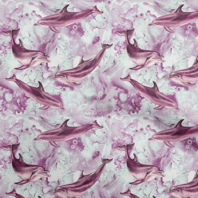 oneOone Rayon Pink Fabric Whale Craft Projects Decor Fabric Printed By The Yard 56 Inch Wide