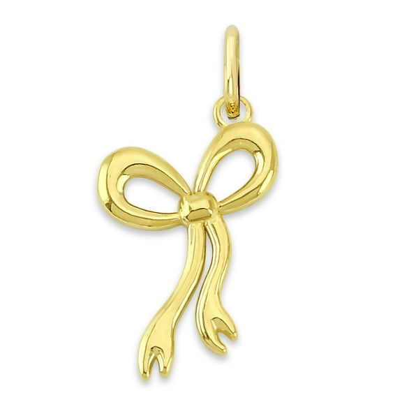 Solid 10k Gold Ribbon Charm - Cute Charm Jewelry with Jump Ring