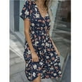 thumbnail image 4 of Homenesgenics Dresses for Women Summer Maxi Formal Spring Midi Prom SunDresses Women Casual Short Sleeve V-Neck Floral Dresses Slim Dress, 4 of 8