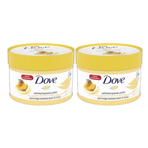 Dove Crushed Almond & Mango Butter Exfoliating Body Polish Scrub 10.5 fl oz 2 Pack
