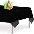 thumbnail image 5 of 54x108Inch Black Tablecloth Plastic Disposable Tablecloths Rectangle Solid Color Smooth Table Covers for Birthday Wedding Party, 5 of 10