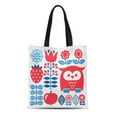 thumbnail image 1 of JSDART Sac Fourre-Tout en Toile Bleu Motif Suédois Finlandais Scandinave Rouge Durable Réutilisable pour Courses Épaule, 1 of 1