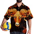 thumbnail image 4 of Aries Constellation Men's Short Sleeve Button Down Hawaiian Beach Printed Casual Shirts, 4 of 6