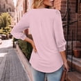 thumbnail image 4 of 3/4 Length Sleeve Womens Tops 2026 Spring Summer Trendy Tee Shirts Dressy Casual Business Work Blouses Outfits Pink L, 4 of 4