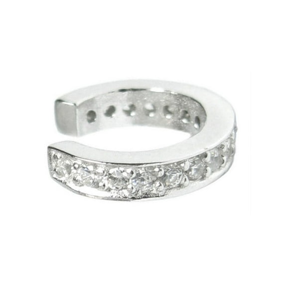 Queenberry Sterling Silver Round Ring Cubic Zirconia Pave Earring Cuff Wrap